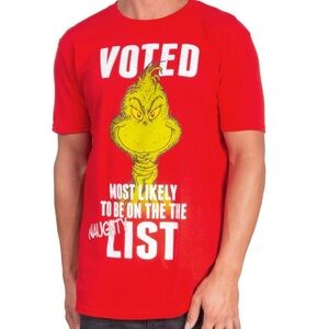 Dr Suess the grinch 2XL voted naughty red t-shirt